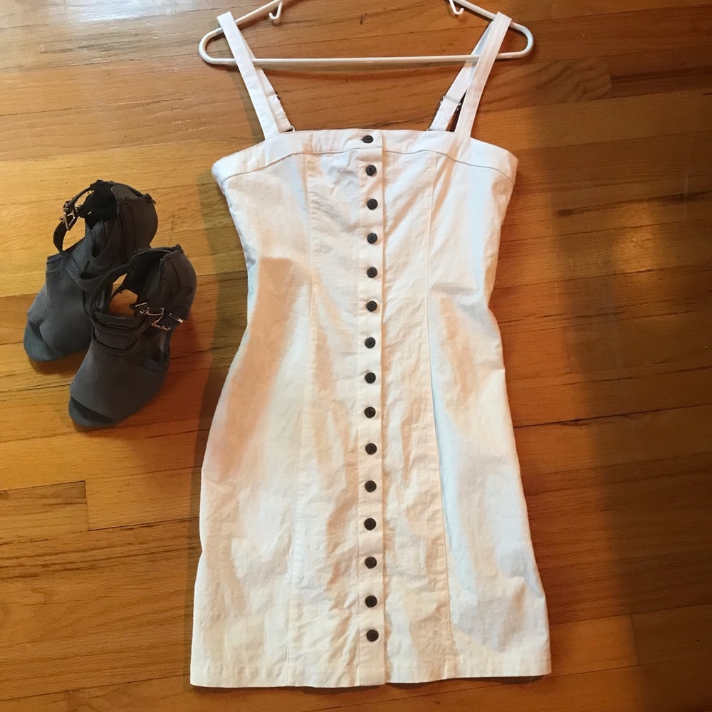 White Button Up Dress - Picture 3 of 4